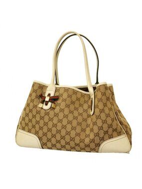 Gucci Tote GG Canvas Sherry Line Brown Champagne Gold